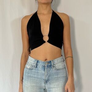 Nasty Gal Black Ring Halter Top